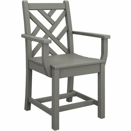 POLYWOOD CDD200GY Chippendale Slate Grey Dining Arm Chair 633CDD200GY